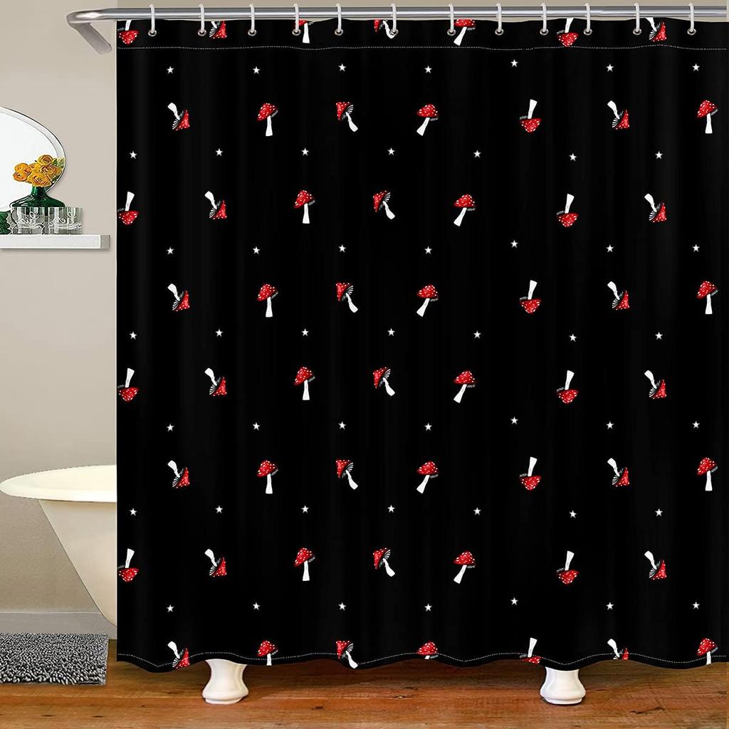 Outer Space Rocket Shower Curtain Galaxy Bath Curtain for Kids Boys Girl Cartoon Bathroom Accessories Universe Starry Sky