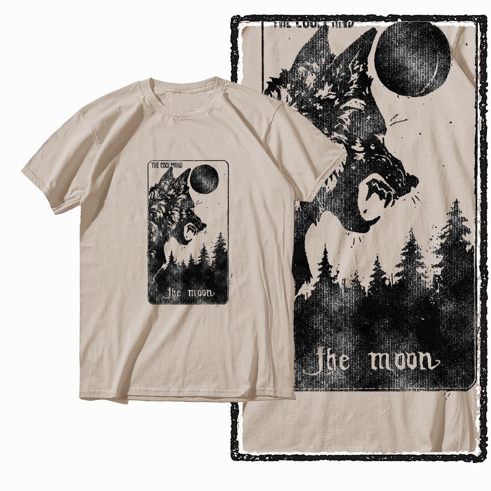 Coolmind MAE 100% Cotton Wolf Printed Exclusive Graphic Men T Shirt Big Size Streetwear Men Tshirt for Men T-shirt Tee Shirts