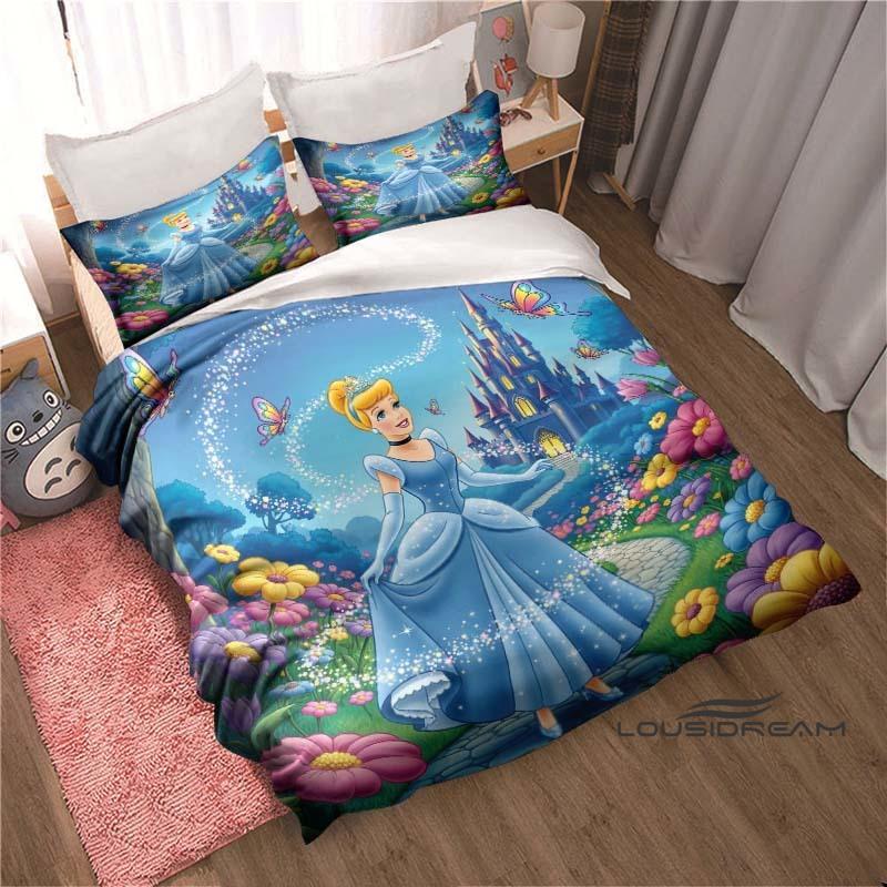 Cinderella-themed Duvet Cover and Pillowcase Bedding Set, Perfect for Boys' and Girls' Bedrooms, A Cartoon-themed Children's Gif