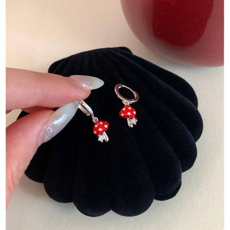 Sweet Girl~ Diamond Dripping Mushroom Ear Buckle Fresh, Stylish and Cute Versatile Earrings Niche Premium Earrings