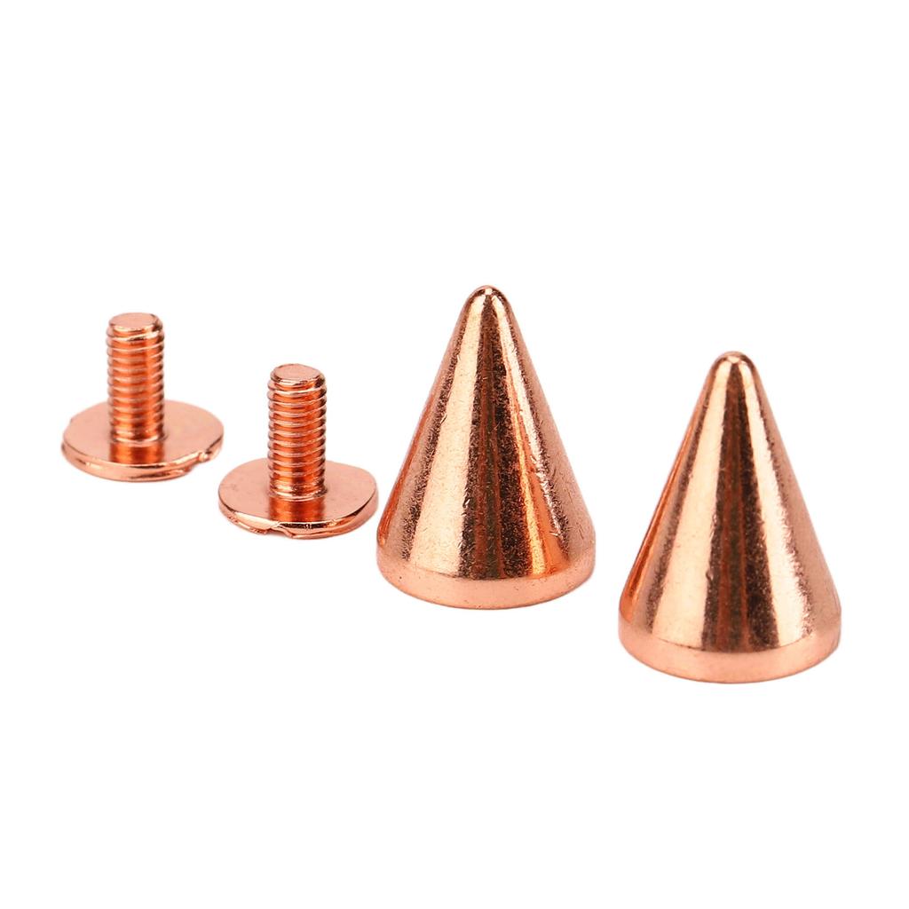 100 Sets Punk Cone Spikes Studs Electroplating Rose Gold Punk Cone Spiked Screw Rivets DIY Punk