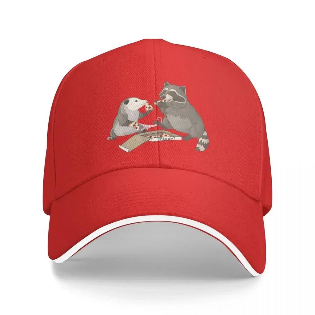 Possum and Raccoon eating pizza Baseball Cap Uv Protection Solar Hat beach hat For Men Women's