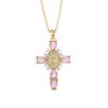 Roestvrij Staal Ketting Grote Meerkleurige Kristallen Kruis Hanger Ketting Koper Goud Verguld Maagd Maria Sieraden Cadeau