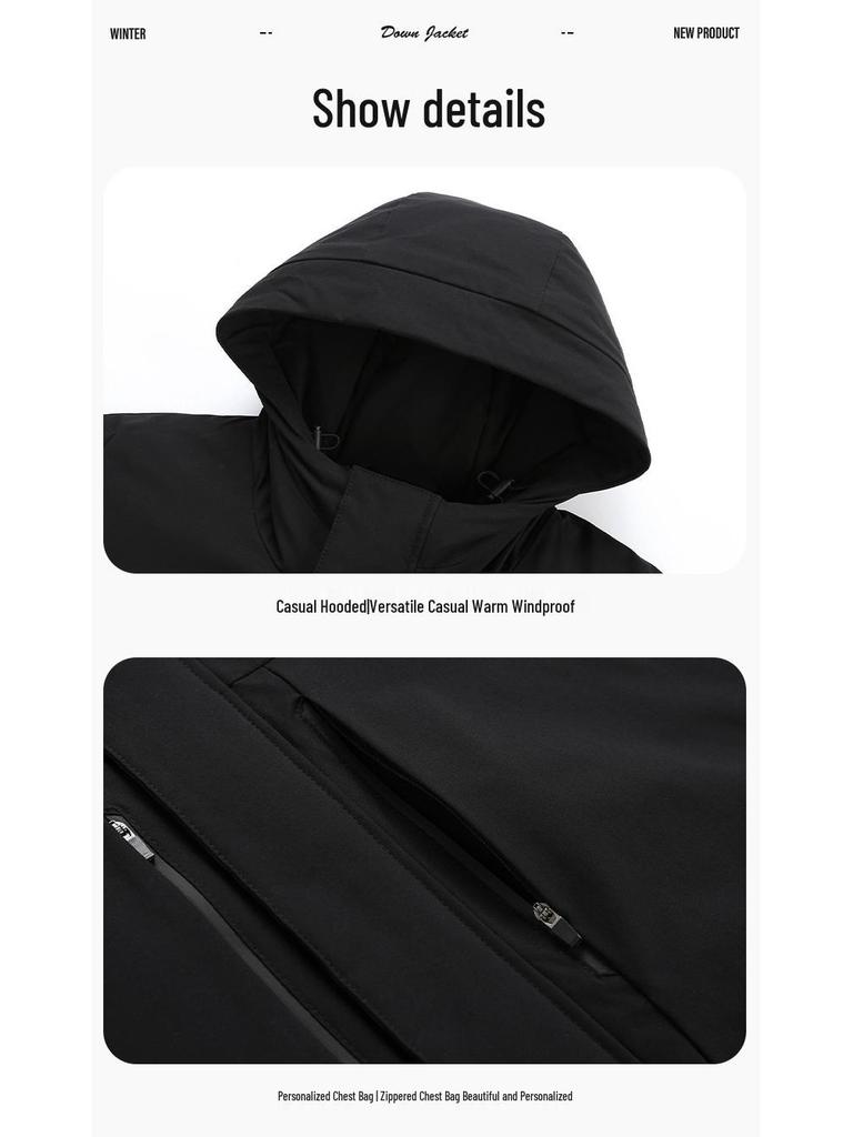 Men's Winter Hooded Warm Down Jacket - Versatile Double-Open Fashion Windbreaker