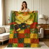 Cozy Warm Flannel Blanket with Cute Kitten Christmas Patchwork Print All Season Soft Throw Blanket for Sofa Bed Living Room Bedroom Home Decor