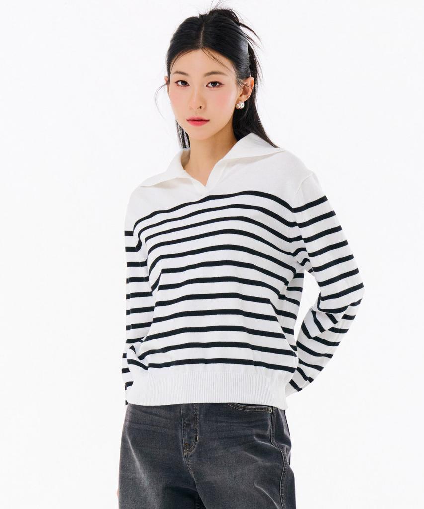 CHASECULT Women'S Striped Collar Sweater-Farg5263B0A