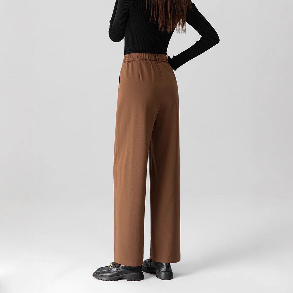 New Wool Tencel High-Waist Straight Pants - Slimming and Versatile Loose Fit, Narrow or Wide Leg Options