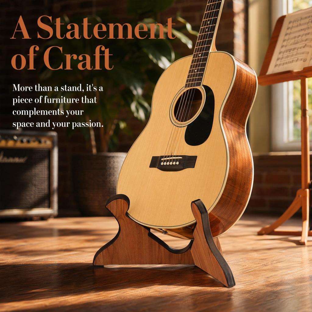 Miwayer Wooden Guitar Floor Stand Light Brown Non-slip Portable String Instrument Stand for Acoustic Classical Electric Guitar and Bass