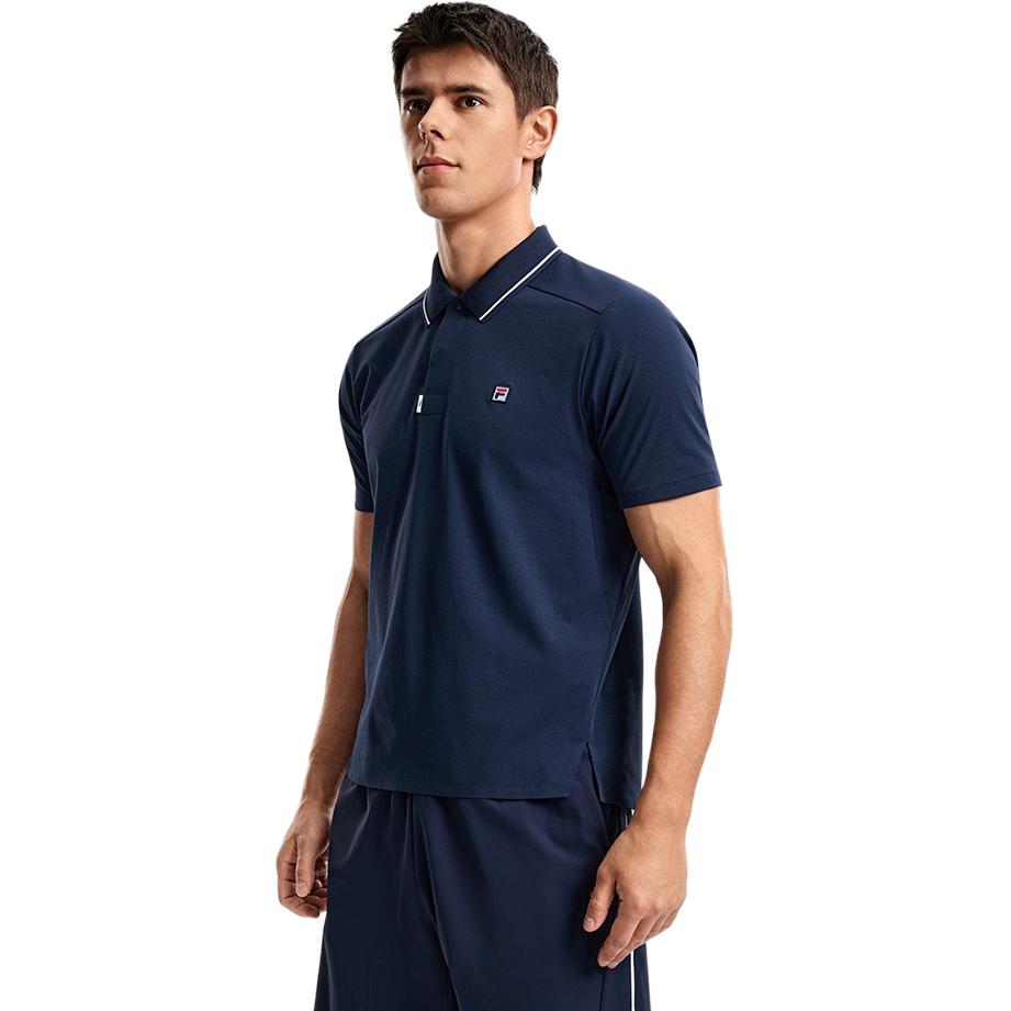 Fila Tennis Classic Fashion Simple Retro Sports Casual Versatile Comfortable Knitted Short Sleeve Polo Shirt Men tops Sky-Blue A11M613101FBU