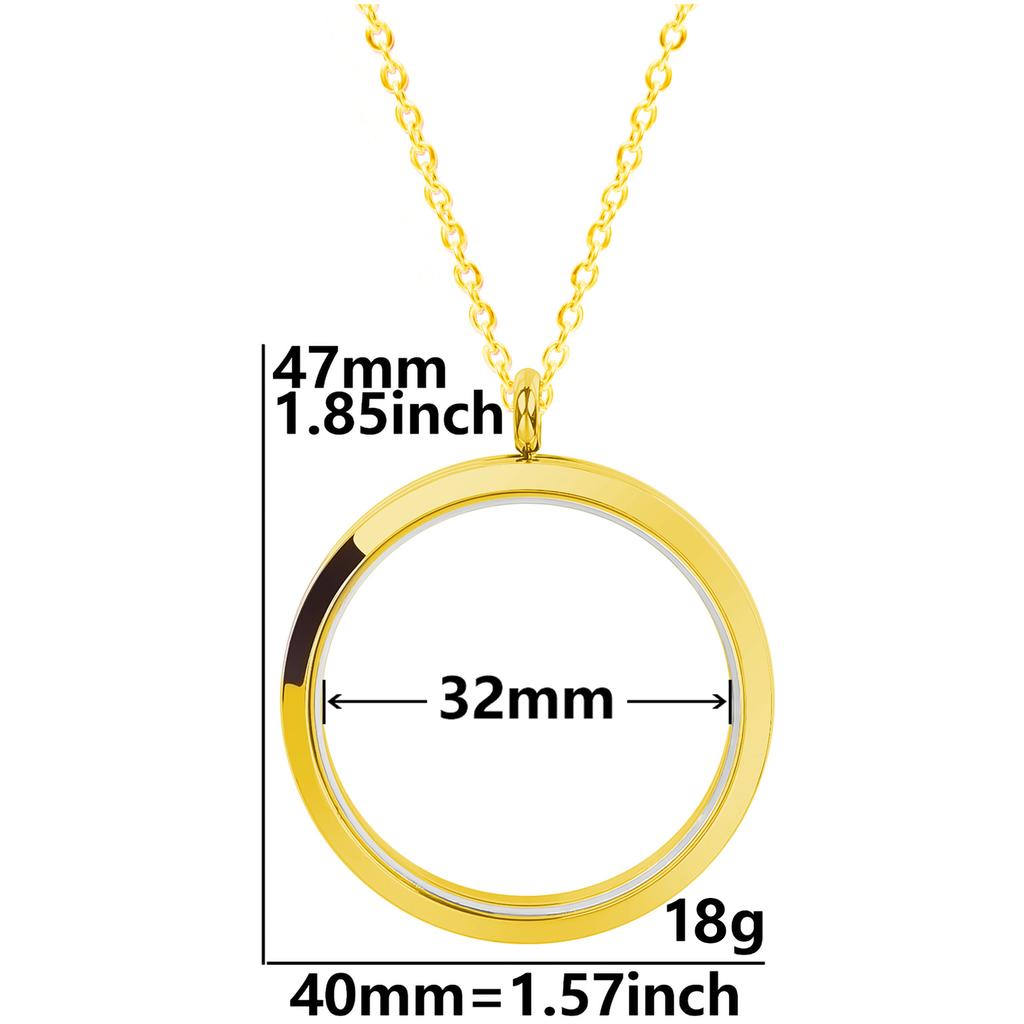 Never Fade Round Stainless Steel Locket Pendant Necklaces For Women Men Accessories Living Lockets Necklace Memory Jewelry Gift