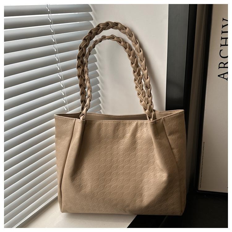 Fashion Retro Weaving Sense 225 New Trend Large Capacity Tote Solid Color Portable Shoulder Bag