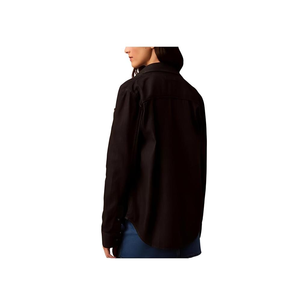 Calvin Klein Solid Point Collar Drop Shoulder Long Sleeve Shirt Women shirts Black 40WL812-001