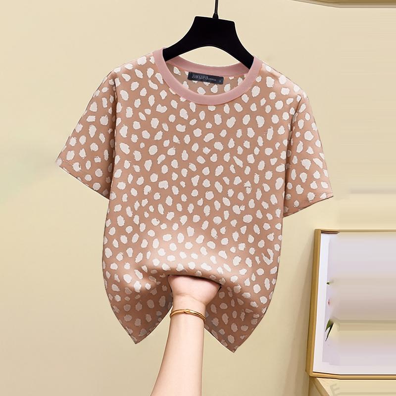 

ZANZEA Women Polka Dot Print Casual Round Neck Short Sleeve T-shirts 5XL камео розовый