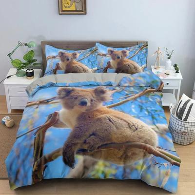Luxury New 3D Print Cartoon Koala Duvet Cover King Queen Lovely Animal Bedding Set For Kids Teens Adults Wildlife Quilt Cover