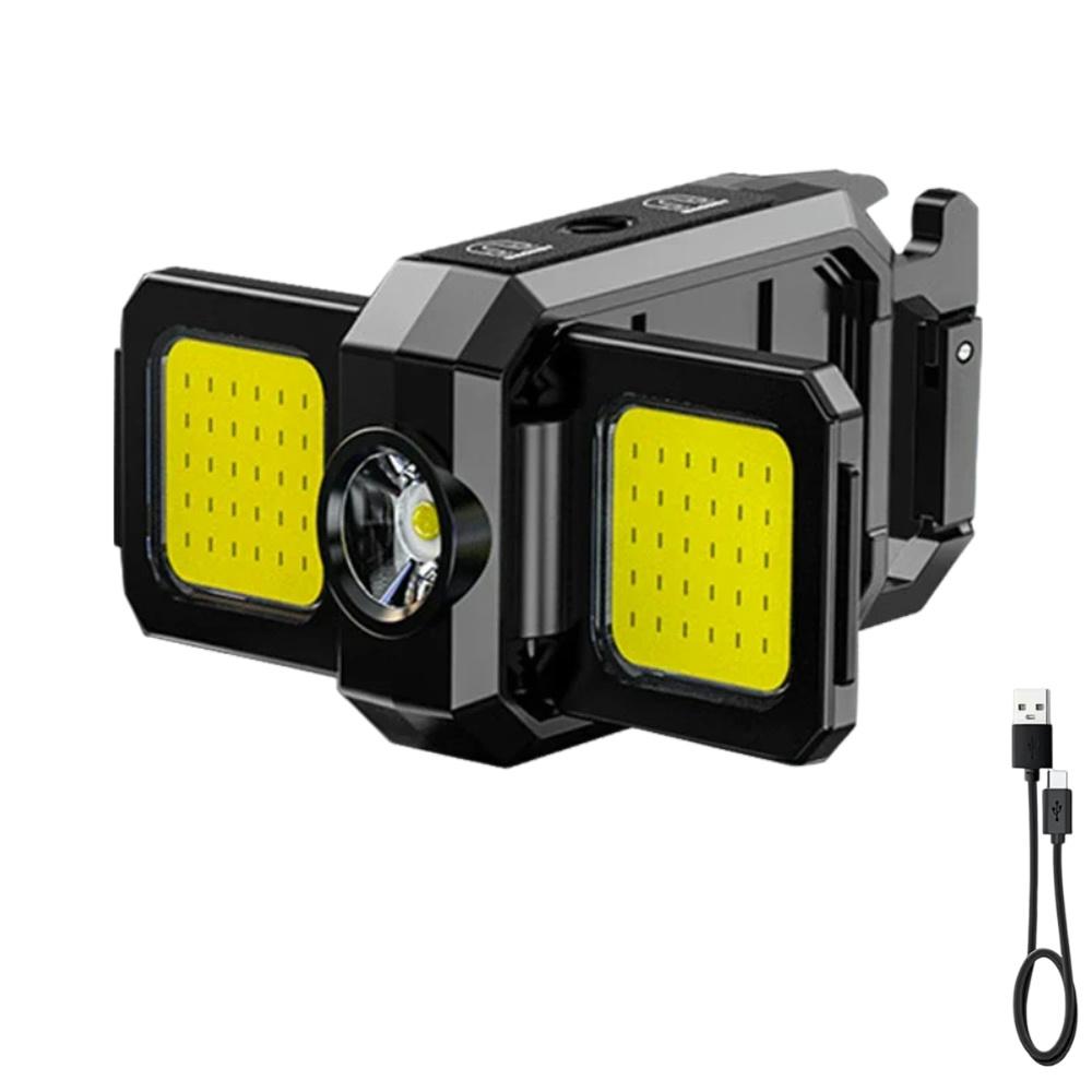 Mini Flashlight Keychain Light COB Work Light Type-C USB Rechargeable Lamp with 90° Foldable Side Lights IPX4 Super Bright