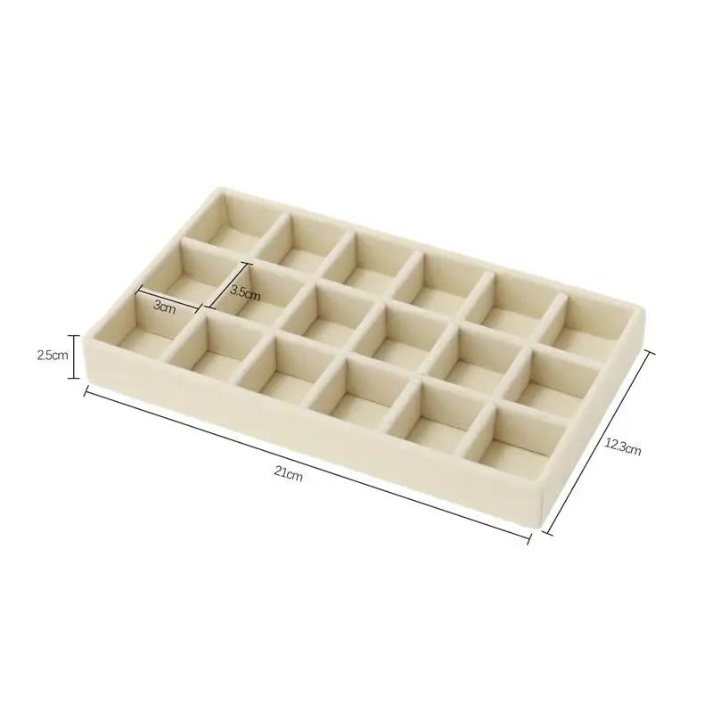 Upgrade Velvet Jewelry Storage Box Necklace Stackable Display Tray Bracelet Earring Organizers DIY Handicrafts Drawer Box Grey