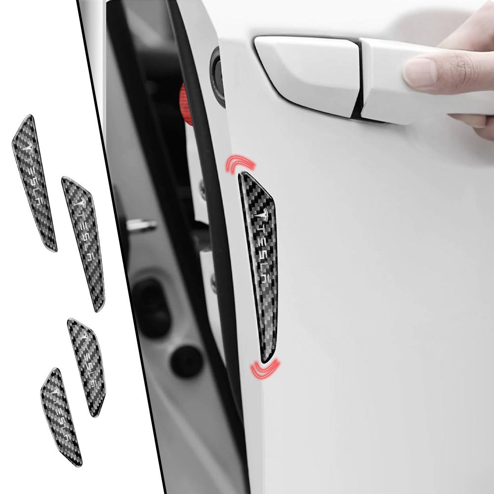 pwknb9 Car Door Anti-collision Strips Edge Guard Scratch Protector Trim Carbon Fiber For Tesla Model Y 3 Auto Valve Core Accessories