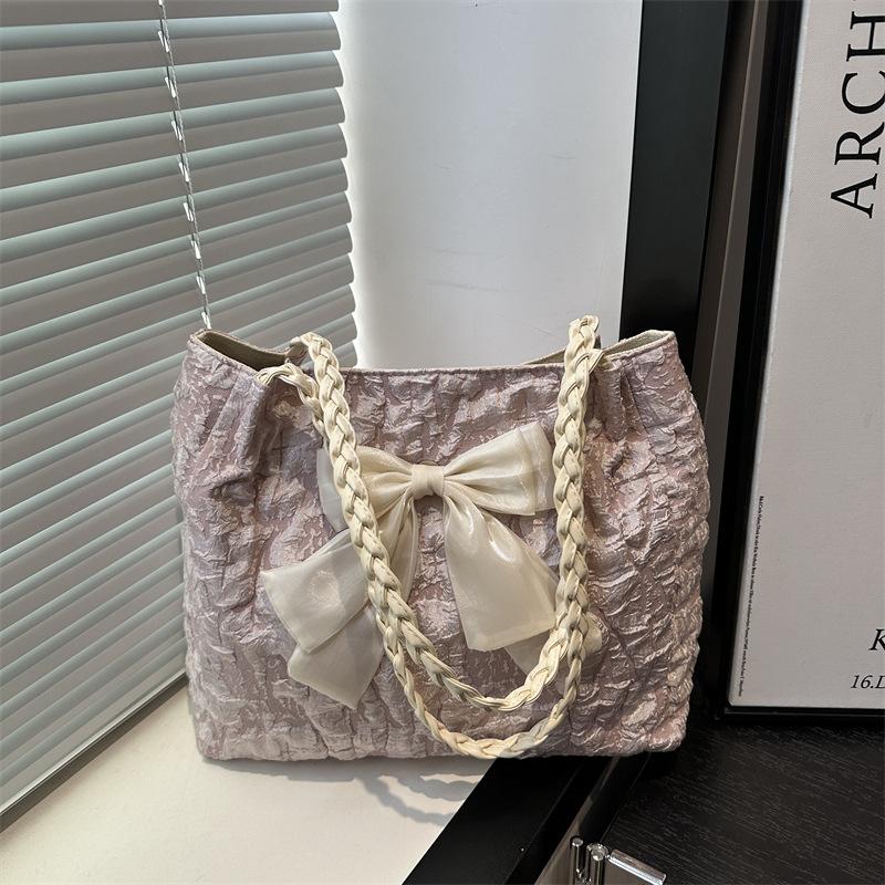 Large capacity bow sweet beautiful women bag new fashion beautiful shoulder bag student class commuting tote bag