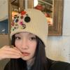 Colorful Button Beanie Hat Cuffed Personality Cold Cap Fashion Knitted Hat