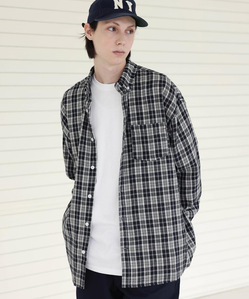 MODERMENT Build Oversized Check Shirt [Navy]
