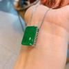 Transmisión en Vivo de TikTok Transfronteriza Collar de Zirconia Esmeralda Pendientes Colgante Rectangular Luz Verde Palaiba