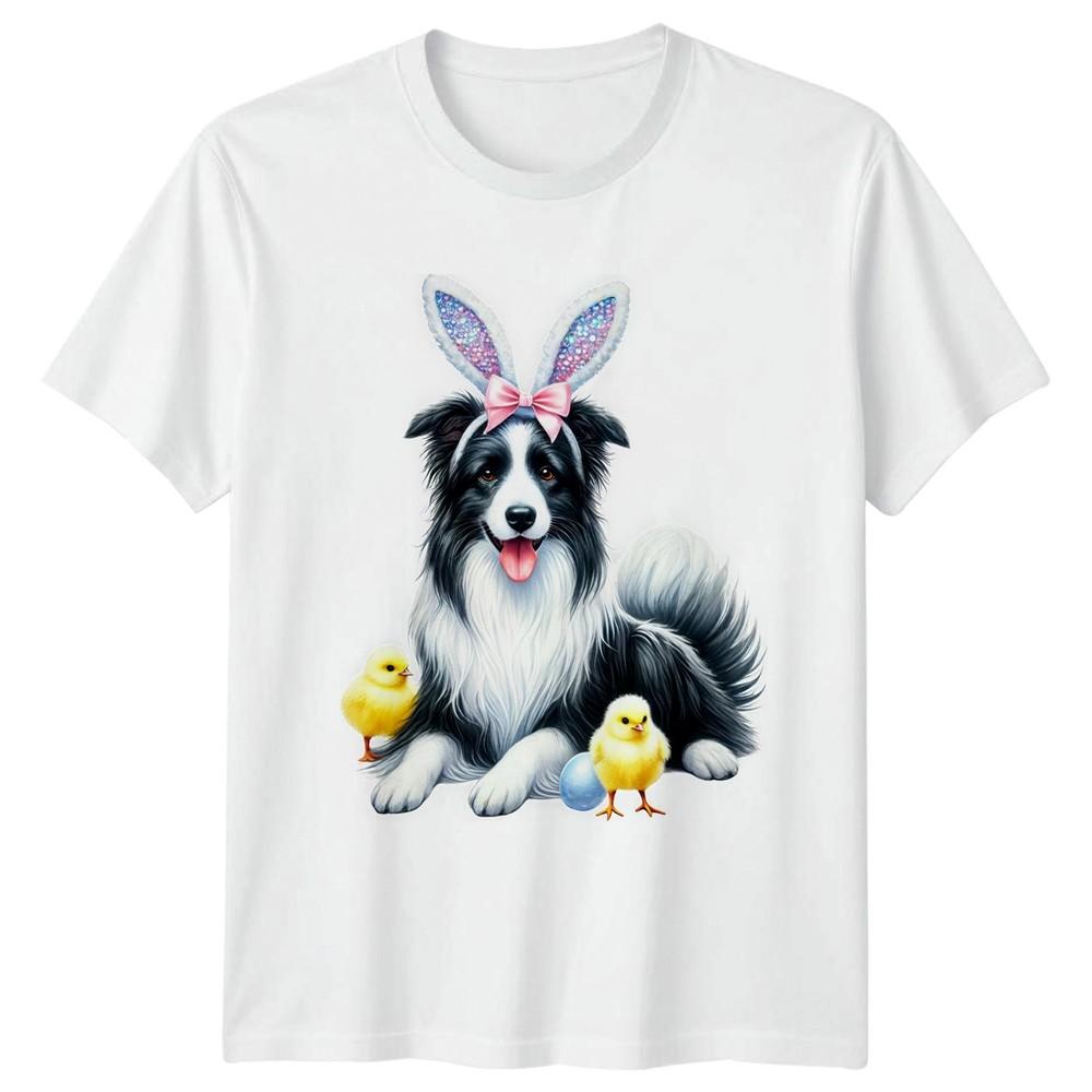 Border Collie Dog Wearing Bunny TShirt Easter Holiday S