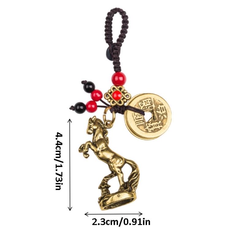 2026 Year Of Chinese Zodiac Horse Lucky Pendant Keychain Copper Feng Shui Wealth Key Ring Women Men Bag Charm Jewelry Gift