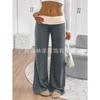 Spot 2025 Summer New European American Pants Women's Low-waist Color-blocked Casual Sports Wide-leg Pants