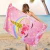 Cute Cartoon Unicorn Beach Towel, Quick Dry Fantasy Bath Towel with Flowers Rainbow Star, Super Soft Oversized Girls Pink Towels