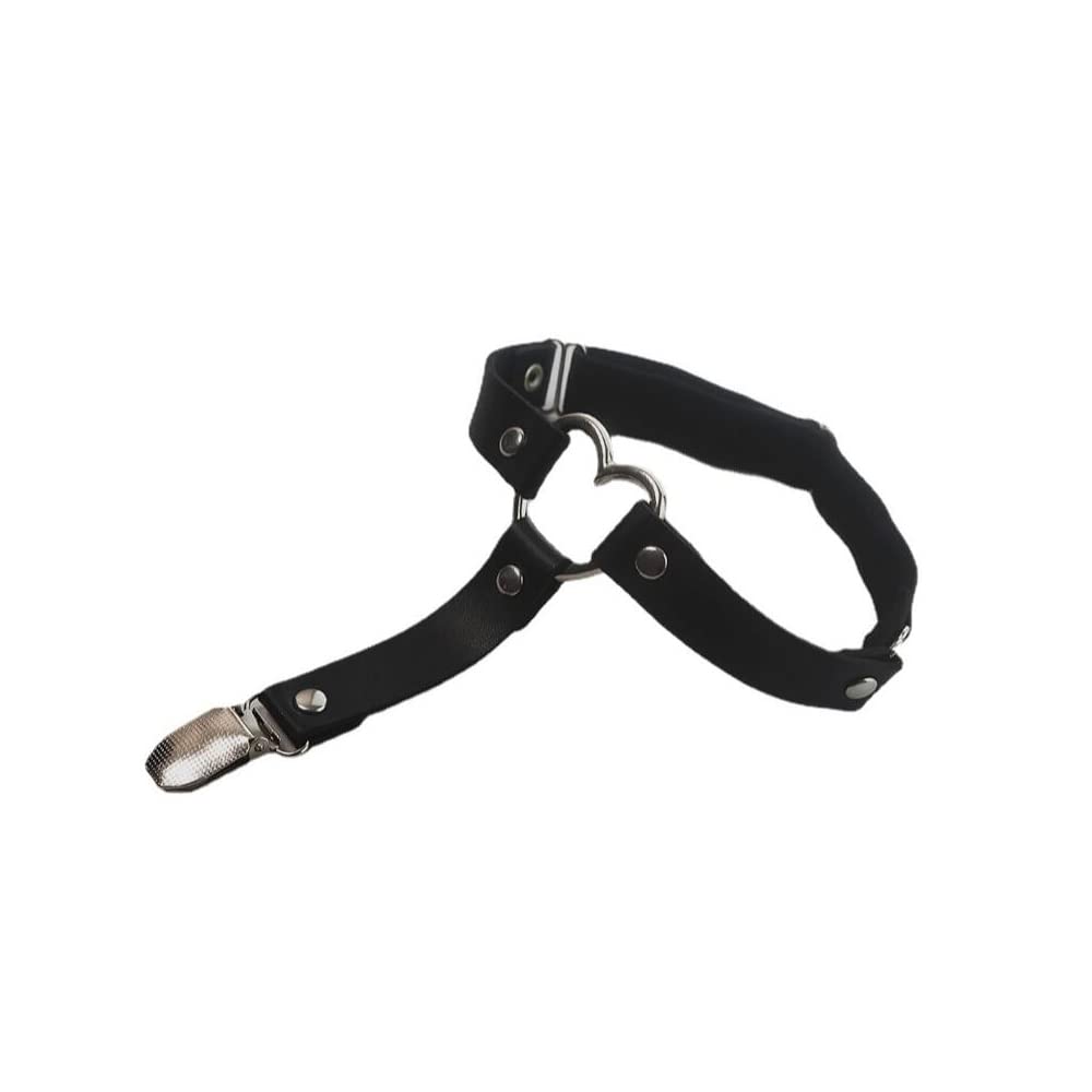 LIKENNY Black Leg Leg Garter Sock 1 Pair Heart-Shaped Garters, Rings, Belt, Garter, Non-Slip, Adjustable,