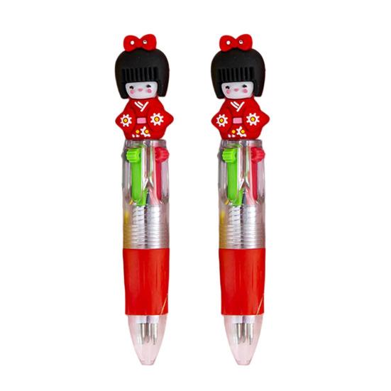 

2Pcs Retractable Ballpoint Pen 4-Color Cartoon Mini Oil-Based Pens for Students Smooth Writing Fun School Supplies Classroom Prize for O