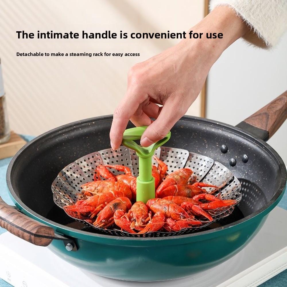 Folding Design Folding Food Steamer Stainless Steel Mesh Steamer Rack  Cooking Cookware
