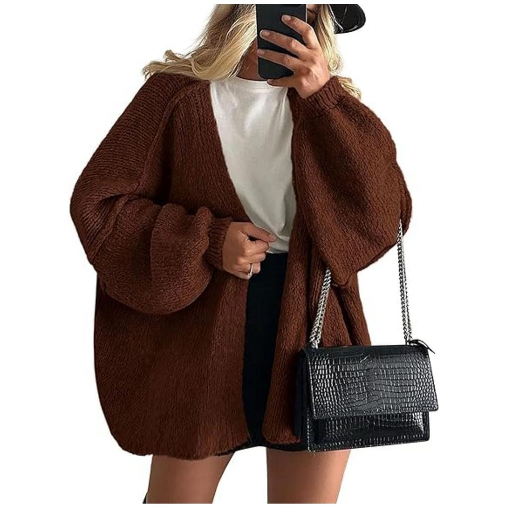 Women's Sweater Solid Color Long-sleeved Casual Loose Cardigan Sweater Jacket