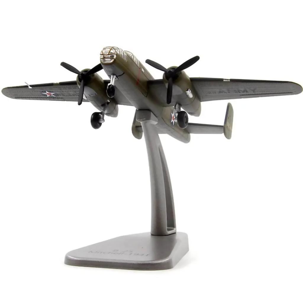 1/144 Scale Alloy Army Green B-25 Bomber Mitchell  Aircraft Model Fighter Airplane Souvenir Collection Toys For Child Adult Gift