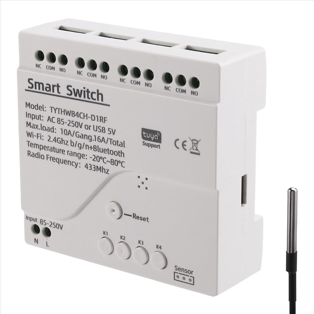 Tuya WiFi Smart Switch Temperature Sensor Monitor AC 85-250V Wireless Smart Switch for Home