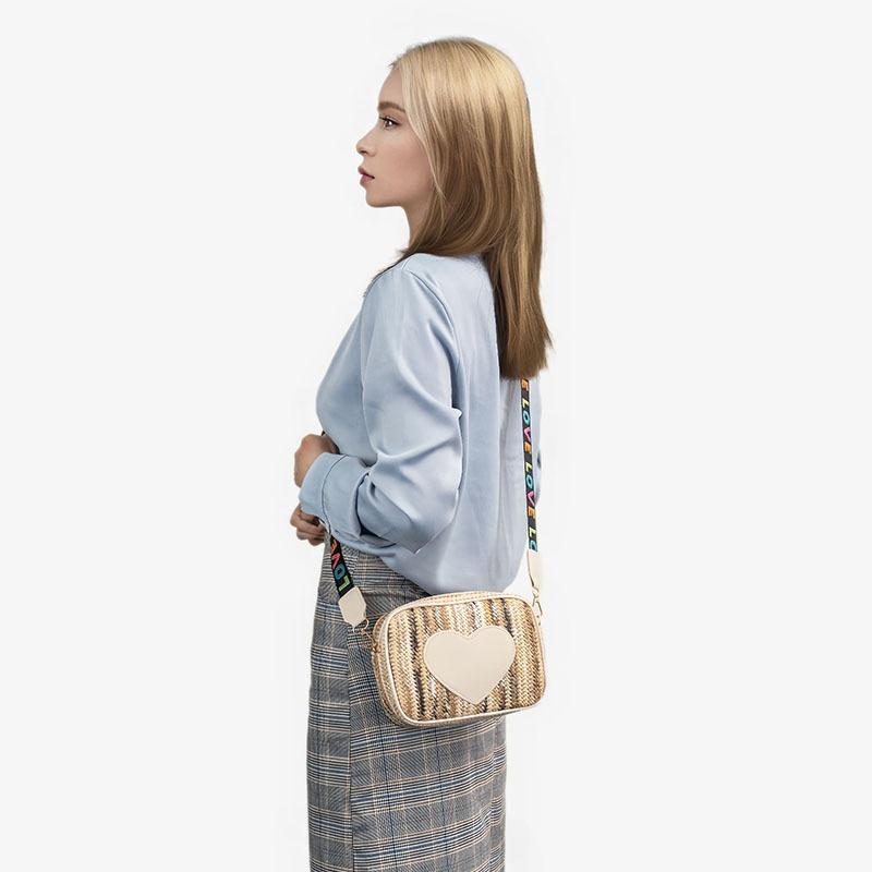 Dopamine Small Square Bag Personalized Color Woven Women's Bag Sweet Love Mobile Phone Bag Wide Shoulder Strap Crossbody Mobile Phone Bag Batch