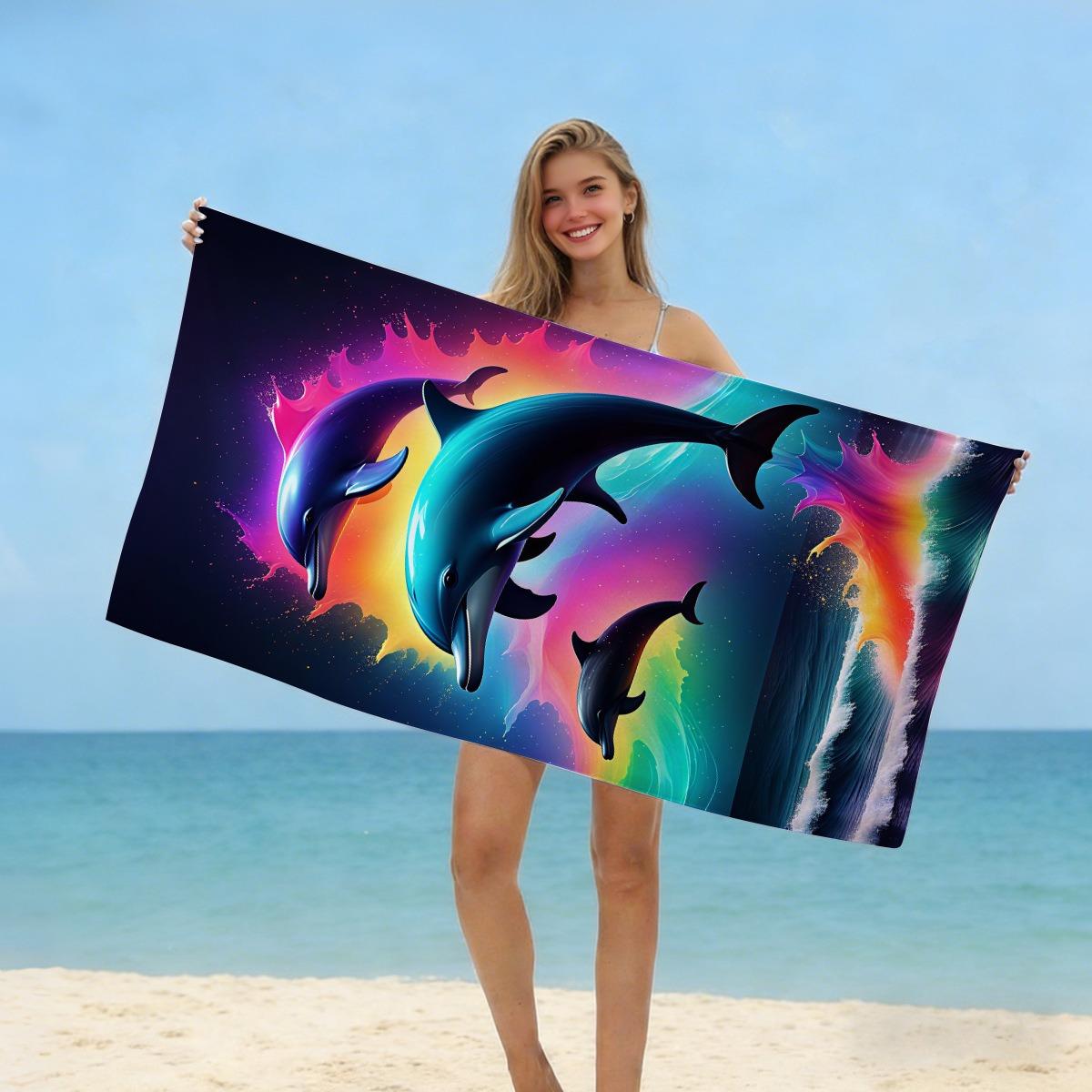 

Colorful Dog Cat Paw Print Beach Towel Polyester Quick Dry Sand Free Swim Bath Towel for Pet Lover Summer Beach Pool Travel W40*H60(CM)