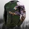 3D Gedrucktes Adler Tiere T-Shirt Für Männer Cooles Muster T-Shirts Frühling Herbst Übergroße T-Shirts Rundhals Oberteile Langarm Streetwear