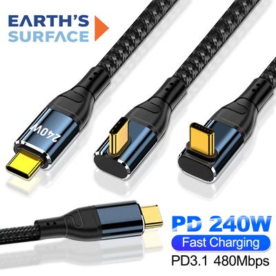Cabo USB Tipo C de Carregamento Rápido 240W PD3.1 480Mbps Transferência de Dados Cabo Carregador USB C para iPhone 16 Xiaomi Samsung Laptop Cabo USBC