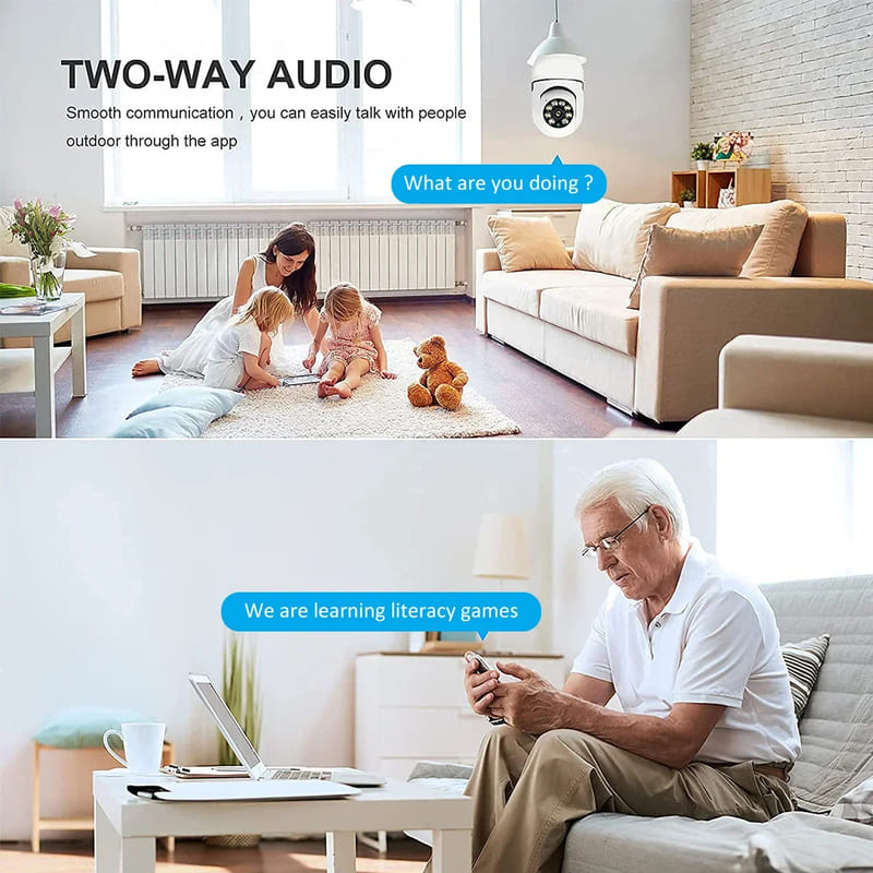 8MP E27 Bulb Wifi Surveillance Camera Indoor 4X Digital Zoom AI Human Detect Full Color Night Vision Wireless Cameras Smart Home