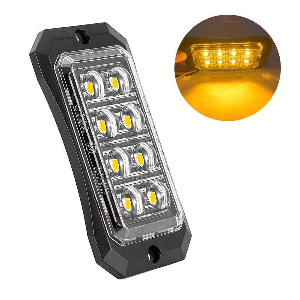 4/8/12 LED Truck LED Side Marker Light Strobe Flash Warning Light 12-24V Waterproof Lens Light for Trucks & Trailers