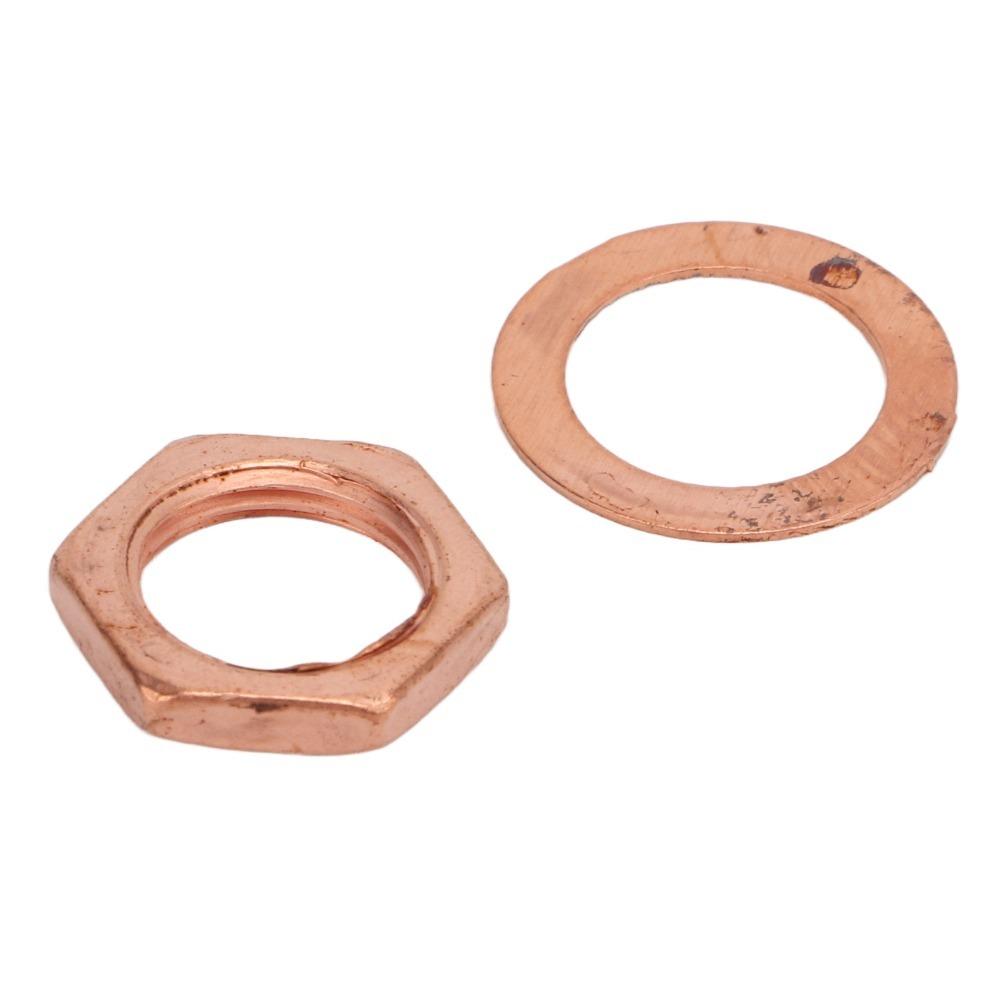 14Sets Red Copper And Bronze Nut Washer Kit Metal Guitar Jack Nut Washer For Guitar