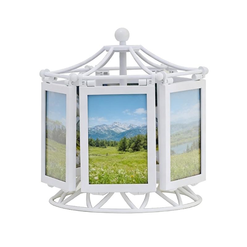 Rotatings Ferris Wheel Picture Frame Decorative Photo Frame Carousels Car Photo Frame Music Box Photo Display Stand белый