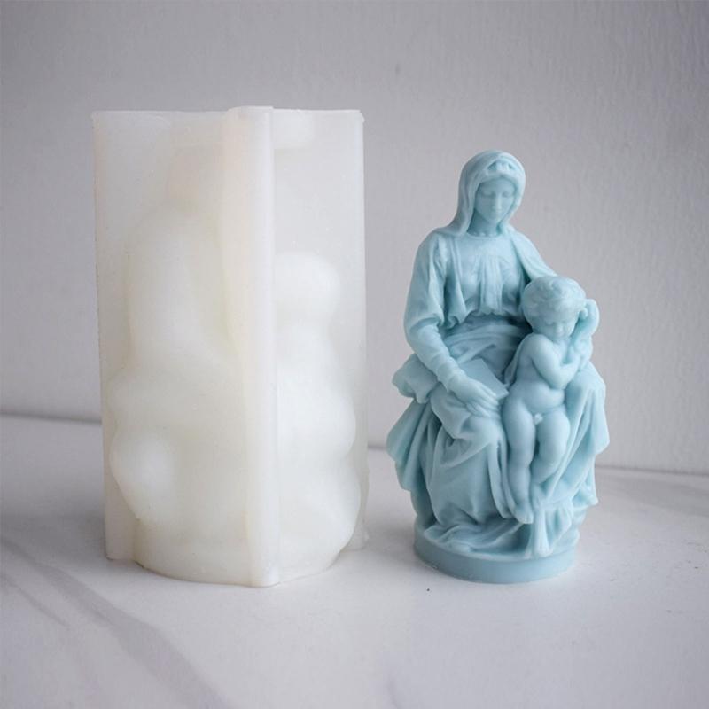 Candle Moulds 3D The Virgin-Mary to Hold Kid Silicone Mold Plaster-Resin Mold Virgin-Scented Candle Epoxy Mold DIY Art