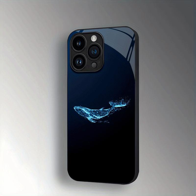 Fantasy Blue Whale Tempered Glass Phone Case Suitable for iPhone 17 16 15 14 13 12 11 Pro/ Max /Plus Anti-fall and Shockproof