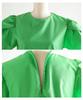 La A Voluminous Flared Color Dress That Brightens Your Long Dress with Short Flared Voluminous Flattering Casual Free Size Green [sawa Á Mode] Mood.
