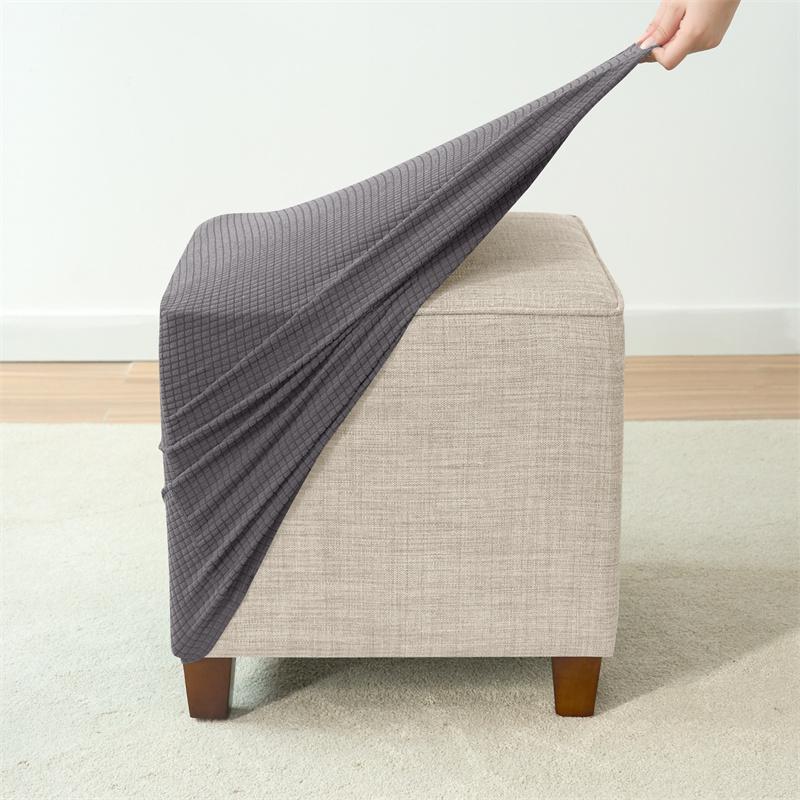 1PC Polar Fleece Ottoman Cover Elastic Square Footrest Cover Water Repellent Footstool Slipcover for Bedroom Party Hotel Decor