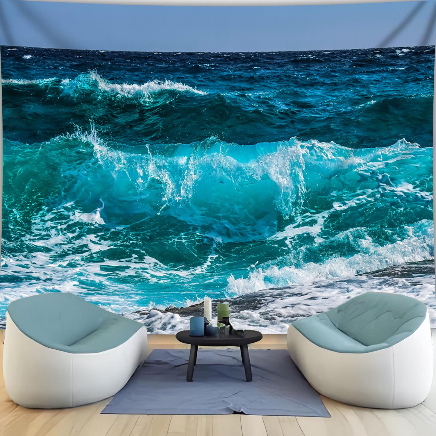 HD Wave Landscape Tapestry Sea View Wallpaper Living Room Bedroom Background Wall Room Decoration 100X70CM