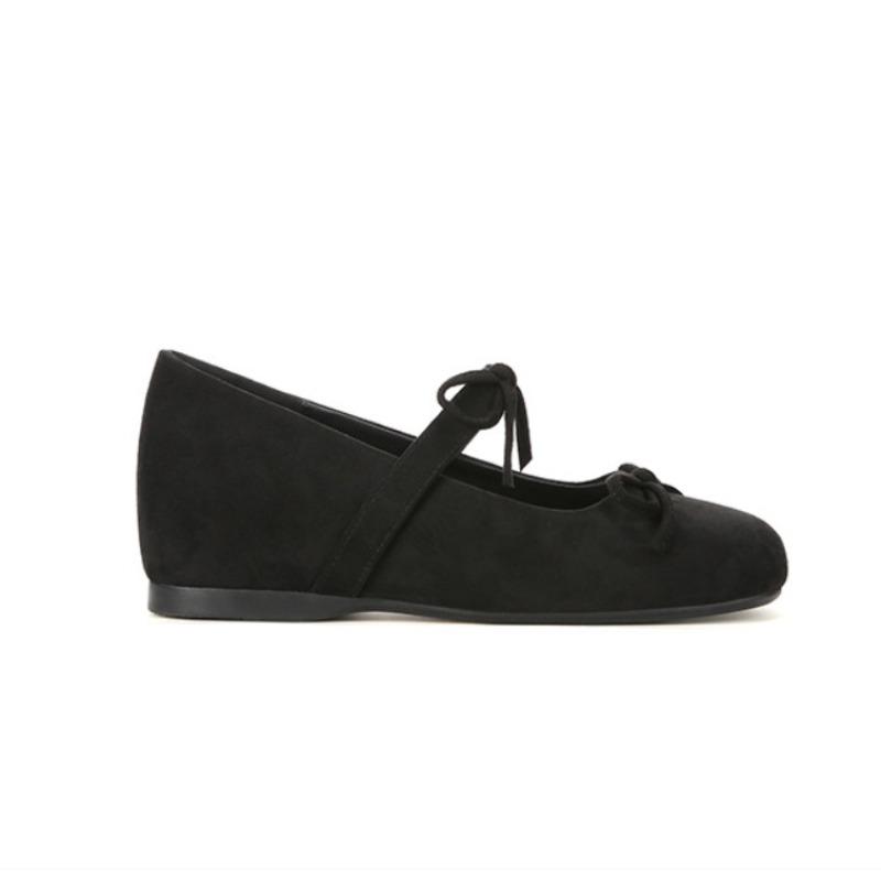 

Овчина~ см обувь с увеличением внутренней высоты квадратный носок балетки женские с мелким вырезом универсальный бант туфли Мэри Джейн 40