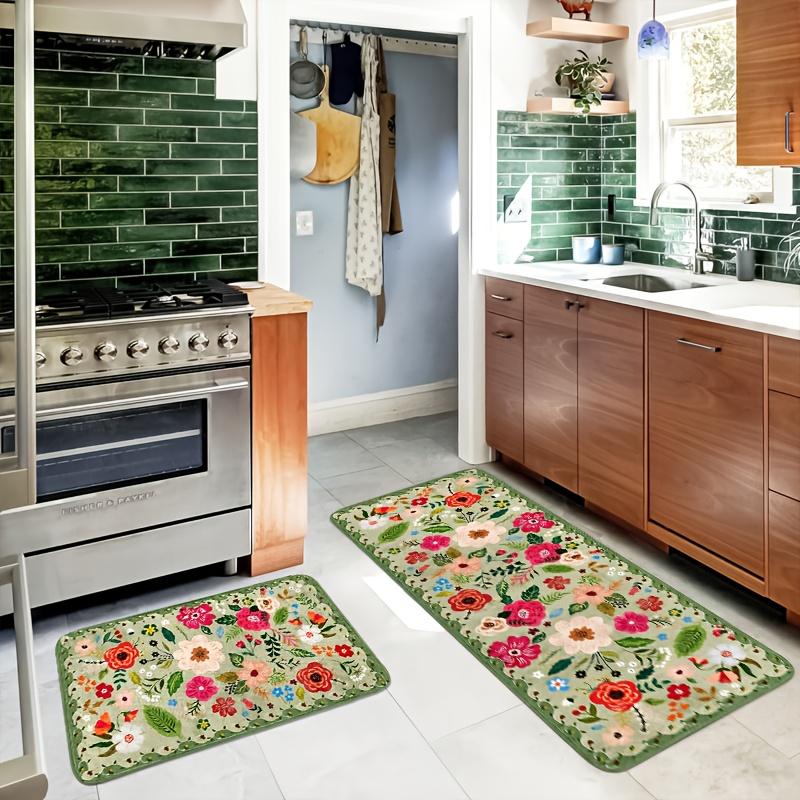 Vintage Flower Kitchen Mat Entrance Doormat Home Decor Non-Slip Hallway Balcony Rugs Bathroom Laundry Floor Mat Home Decor